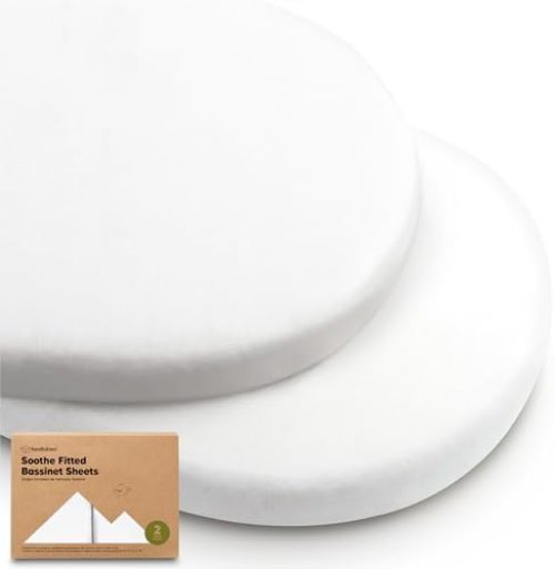 2-pk Organic Baby Bassinet Sheets Boys, Girls, Fitted Sheet (Soft White)