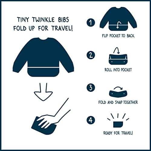 Tiny Twinkle Mess Proof Baby Bib, 2 Pack Full Sleeve Bib Outfit, Waterproof Bibs for Toddlers, Machine Washable, Tug Proof, Baby Smock for Eating, Long Sleeve - Image 8