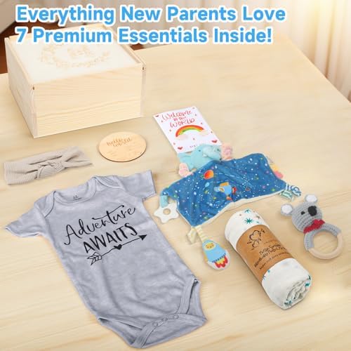 Omebel Baby Shower Gifts for Boys Girls,Baby Boy Gifts,Newborn Baby Gifts,Baby Boy Girl Gift Basket,Unique Baby Gift Essential Stuff,Gender Reveal Gifts, Swaddle Blanket - Image 2